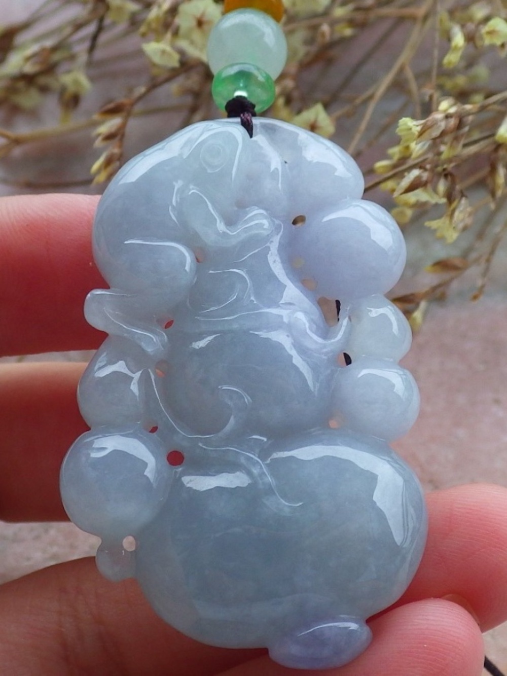 Certified Natural A Jade jadeite Frog Toad Gourd Lucky Amulet Pendant Necklace